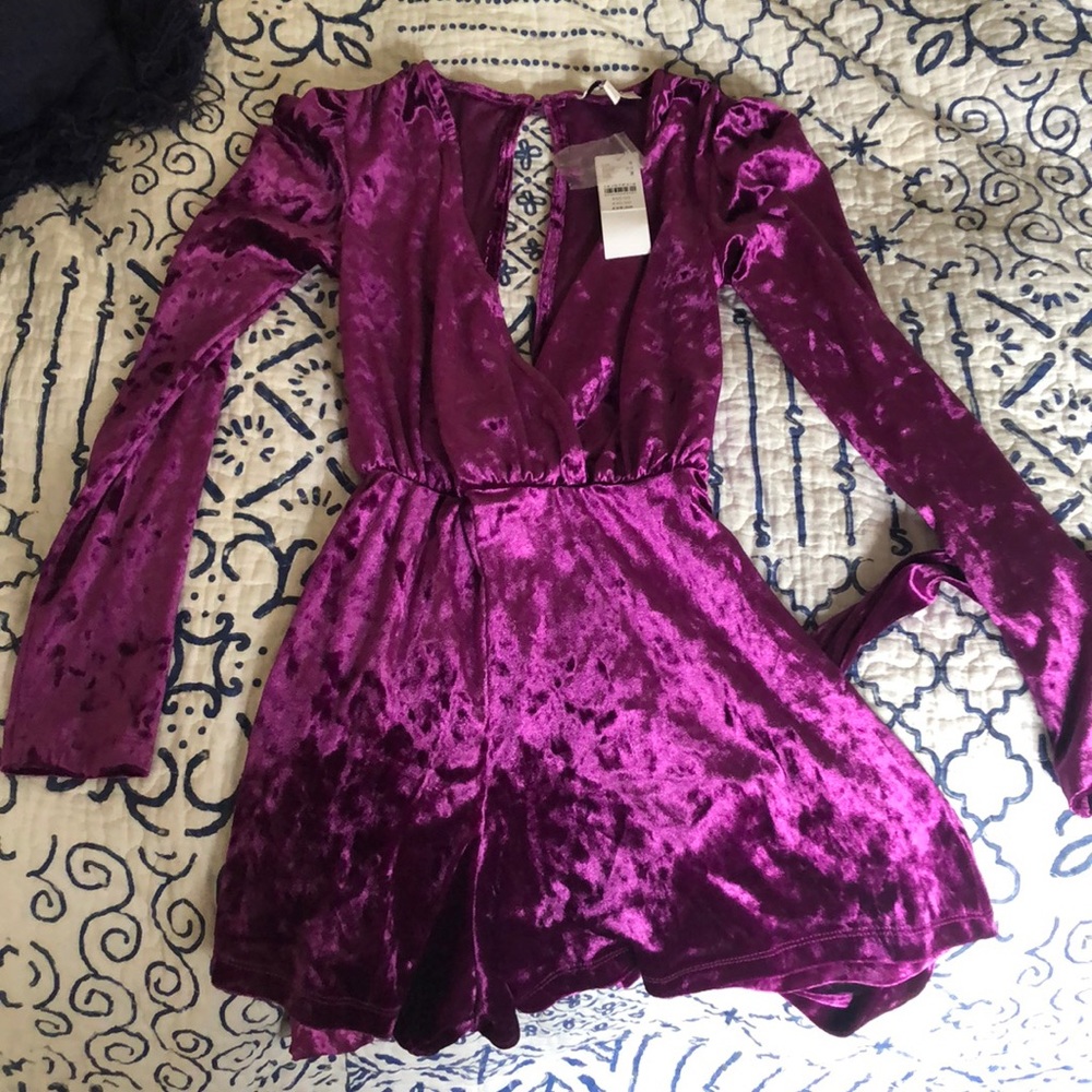 Topshop Velvet Romper